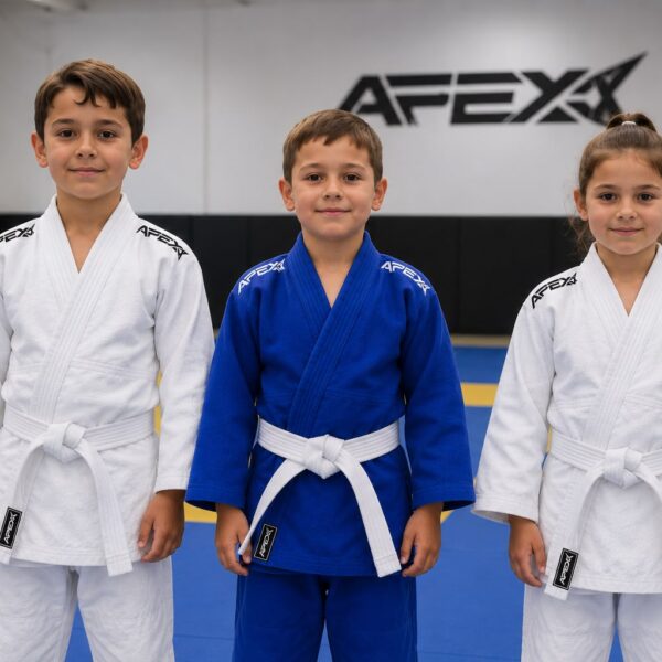 חליפת ג'ודו כחולה APEX 350G לילדים עם חגורה לבנה
