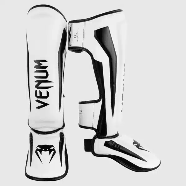 מגני רגליים עור אמיתי Venum ELITE Standup Shinguards- שחור לבן