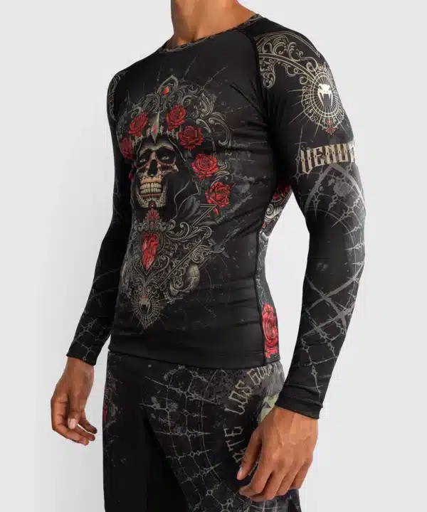 חולצת ראשגרד ונום Venum Santa Muerte 5.0 Men’s Long Sleeve Rashguard - Deep Black/Gold