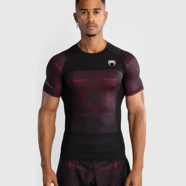 חולצת ראשגארד Venum G-Fit Air Men's Short Sleeve Rashguard - Deep Black/Fire Red