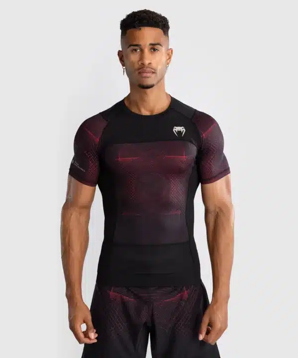 חולצת ראשגארד Venum G-Fit Air Men's Short Sleeve Rashguard - Deep Black/Fire Red