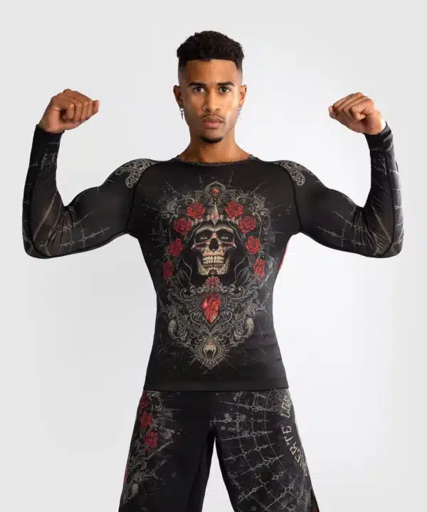 חולצת ראשגרד ונום Venum Santa Muerte 5.0 Men’s Long Sleeve Rashguard - Deep Black/Gold