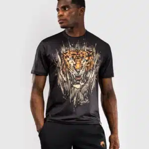 חולצת ונום דרייפט שחורה -Venum Tiger Men's Dry Tech T-Shirt - Black/Neon Orange