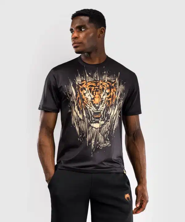 חולצת ונום דרייפט שחורה -Venum Tiger Men's Dry Tech T-Shirt - Black/Neon Orange