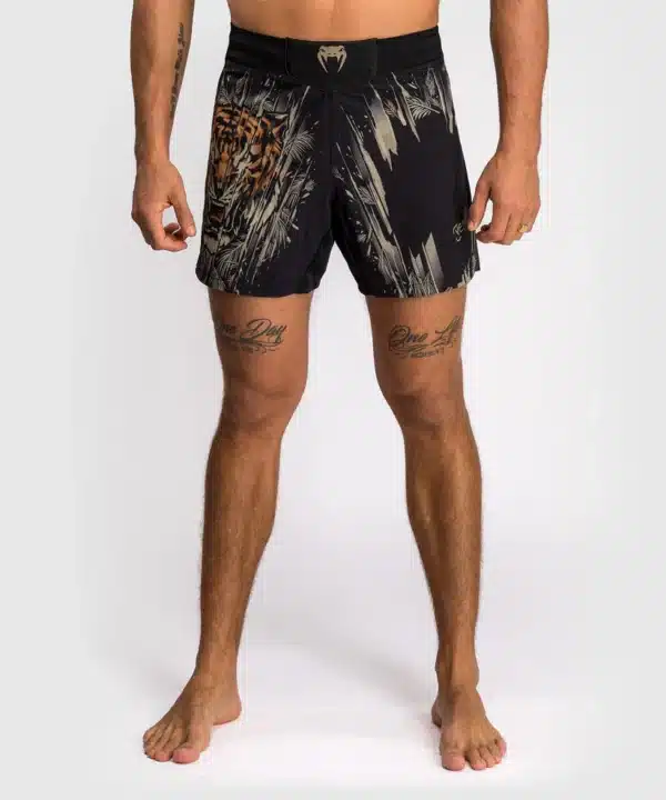 מיכנס לחימה של ונום - Venum Tiger Men's Fight Shorts - Black/Neon Orange