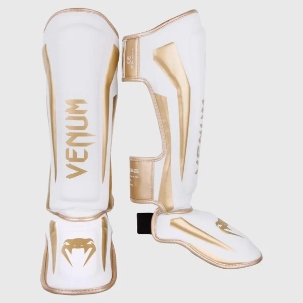 [Venum Elite Shinguards] White/Gold - מגני רגליים ונום אליט