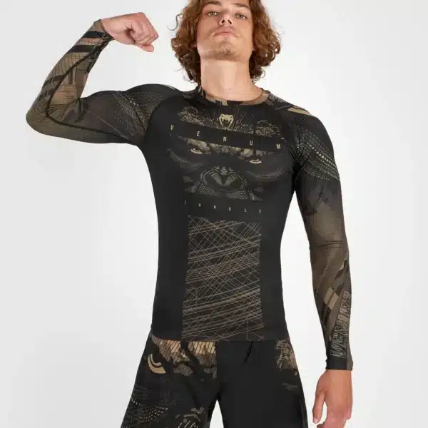 חולצת ונום ראשגרד- Venum Gorilla Jungle Rashguard Long Sleeves - Black/Sand