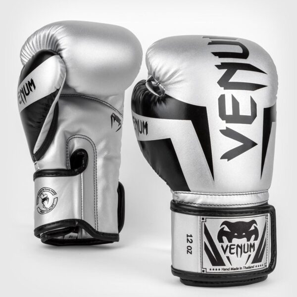 כפפות אגרוף ונום אליט כסף/שחור [Venum Elite Boxing Gloves]