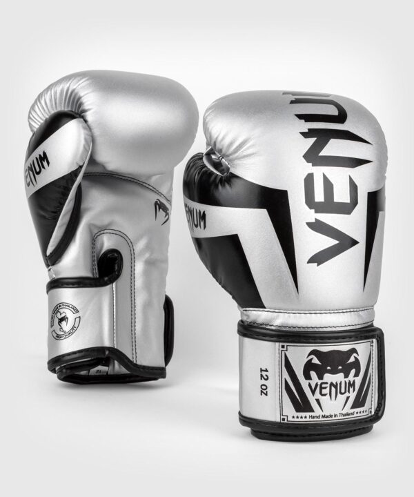 כפפות אגרוף ונום אליט כסף/שחור [Venum Elite Boxing Gloves]