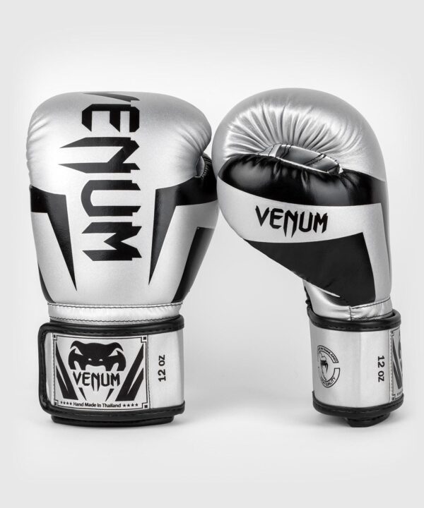 כפפות אגרוף ונום אליט כסף/שחור [Venum Elite Boxing Gloves]