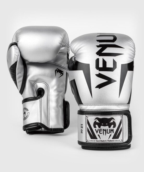 כפפות אגרוף ונום אליט כסף/שחור [Venum Elite Boxing Gloves]