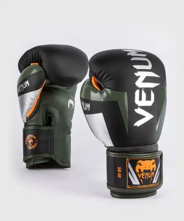 כפפות איגרוף Venum Elite Boxing Gloves - Black/Silver/Kaki