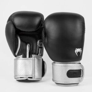 כפפות איגרוף מקצועיות  עור אמיתי Venum Power 2.0 Boxing Gloves - Black/Silver כסף