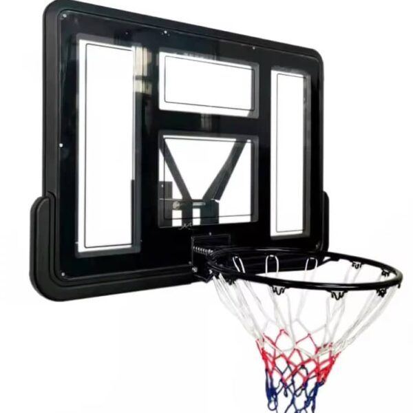 לוח כדורסל שקוף מקצועי 110/75 ס"מ עם הרחקה מהקיר DUNK M007