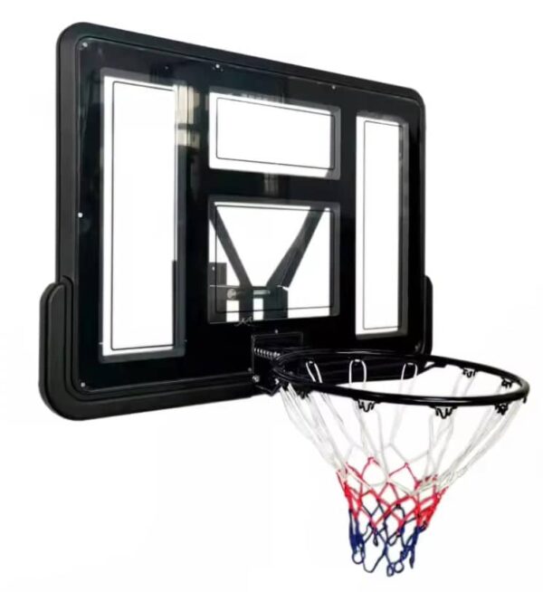 לוח כדורסל שקוף מקצועי 110/75 ס"מ עם הרחקה מהקיר DUNK M007
