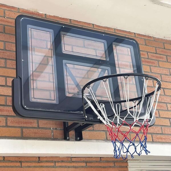 לוח כדורסל שקוף מקצועי 110/75 ס"מ עם הרחקה מהקיר DUNK M007