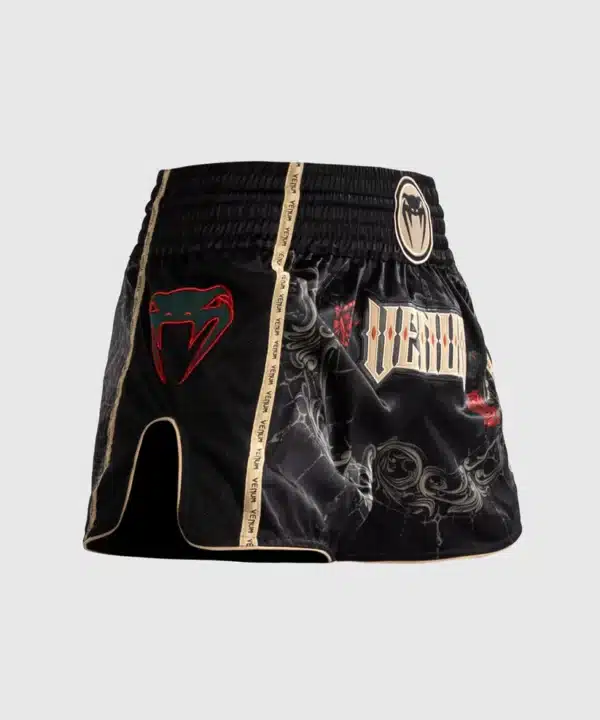 מכנס איגרוף תאילנדי Venum Santa Muerte 5.0 Muay Thai Shorts - Deep Black/Gold