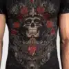 ⁦ראשגארד קצר אפור שחור Venum Santa Muerte 5.0 Men’s Short Sleeve Rashguard - Deep Black/Gold⁩ – תמונה ⁦3⁩