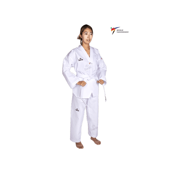 חליפת טקוואנדו מקצועית WT Dobok - White Neck DAEDO