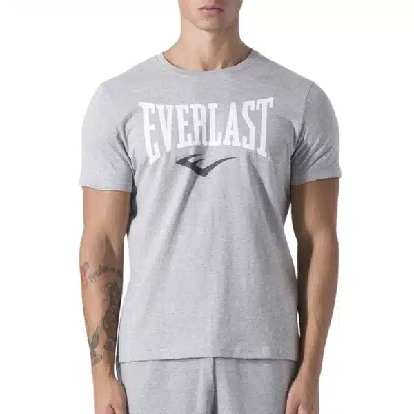 חולצה אימון שרוול קצר בצבע אפור  Everlast Fitted Logo T-shirt