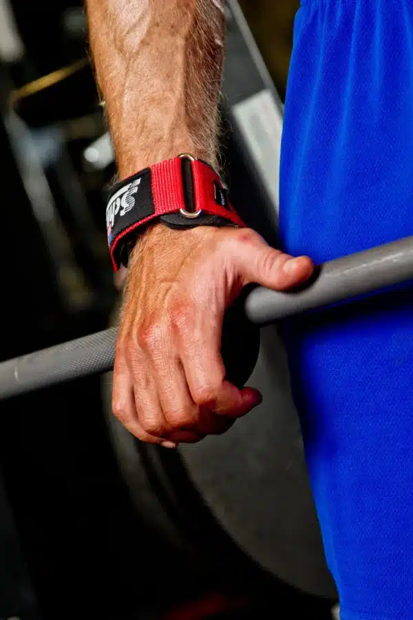 רצועות הרמה ואחיזה משולבות בצבע אדום - Schiek 1900 Ultimate Grips