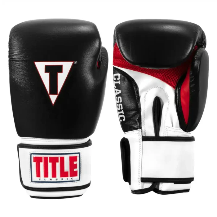 כפפות שק אגרוף מעור בצבע שחור לבן ואדום – Title Classic Leather Super Bag Boxing Gloves 2.0