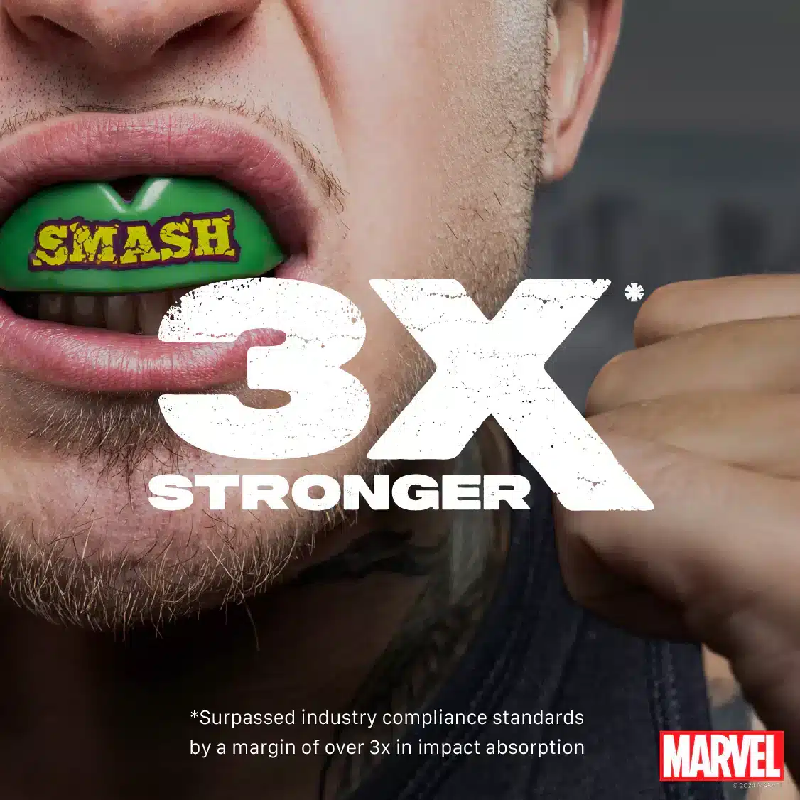 מגן שיניים SafeJawz Marvel – האלק, צבעי ירוק וצהוב, מתאים לילדים ומבוגרים, חלק מקולקציית גיבורי העל