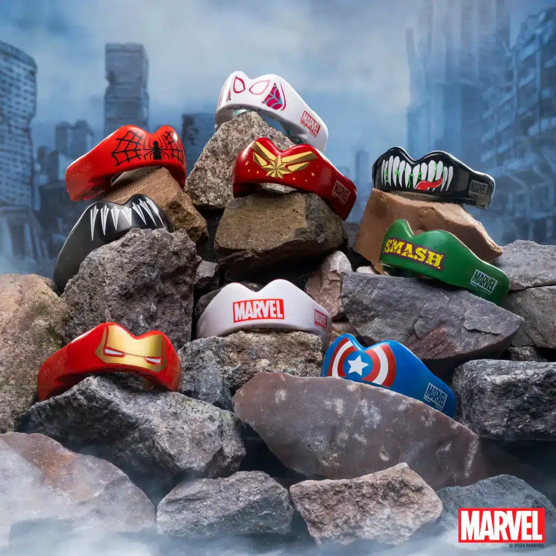 מגן שיניים SafeJawz Marvel – האלק, צבעי ירוק וצהוב, מתאים לילדים ומבוגרים, חלק מקולקציית גיבורי העל