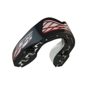 מגן שיניים Safejawz Nitro Series בצבע שחור ואדום, אנטי-מיקרוביאלי עם מסגרת Shockcage
