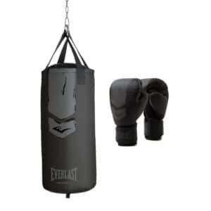 סט שק איגרוף לילדים Everlast Prospect 2 שחור/אפור עם כפפות 8oz