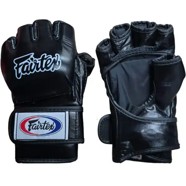 כפפת MMA עם ריפוד תלת שכבתי, עור אמיתי בצבע שחור