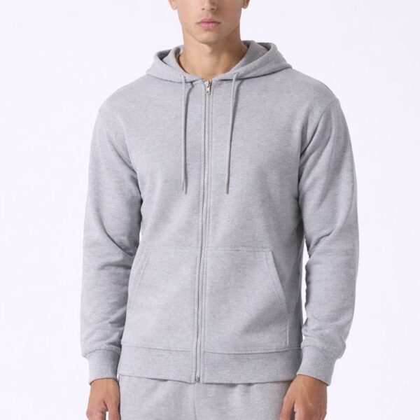 קפוצ׳ון רוכסן לגברים Everlast אפור עם לוגו מרובע גדול בגב