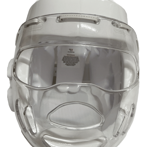 מגן ראש מקצועי לקרטה מבית Bes tSport עם מסיכת פלסטיק שקופה. מאושר על ידי WKF לשימוש בתחרויות