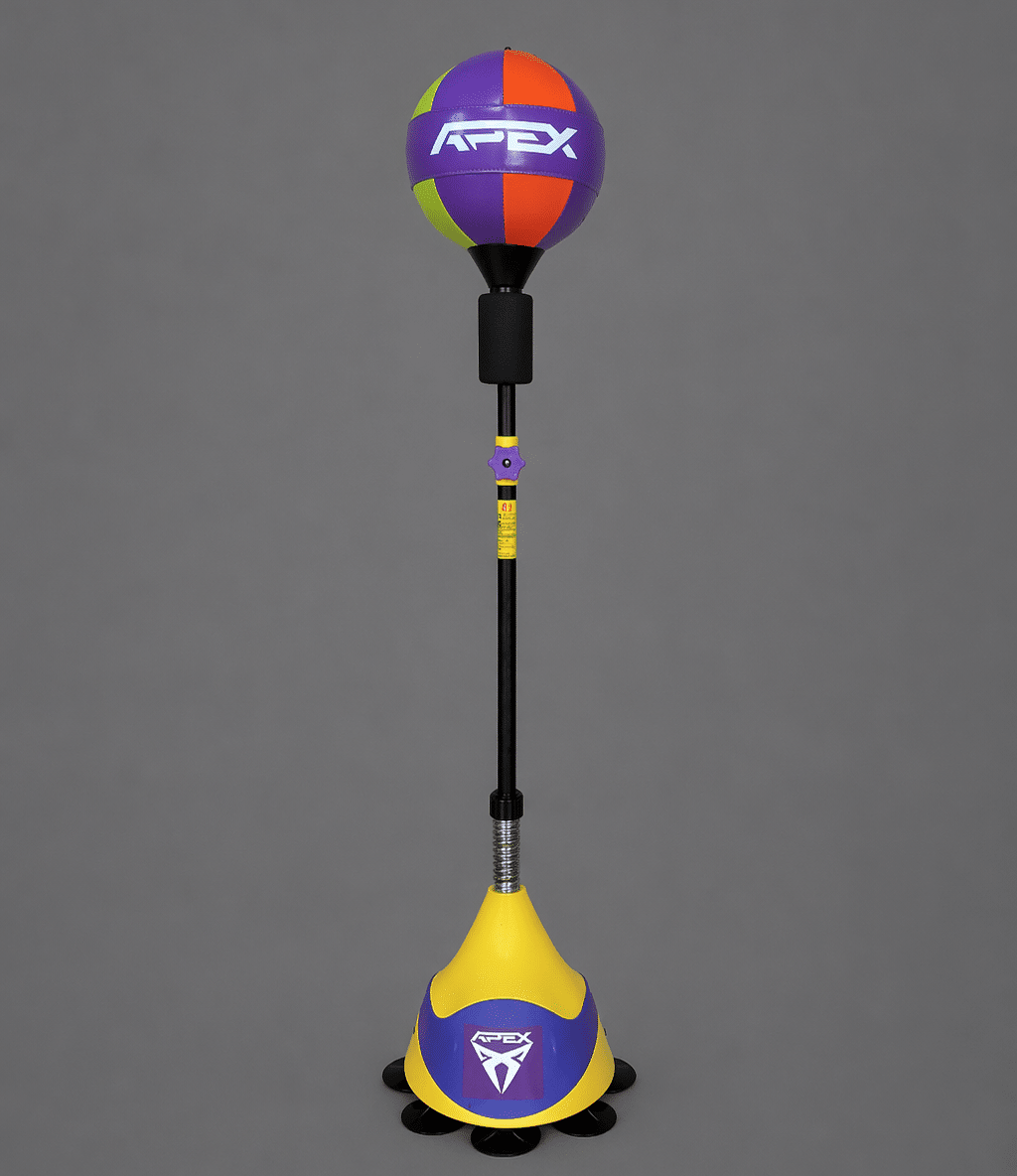 אגס איגרוף עומד מתכוונן APEX לילדים ונוער עם בסיס ואקום - צהוב, סגול ושחור