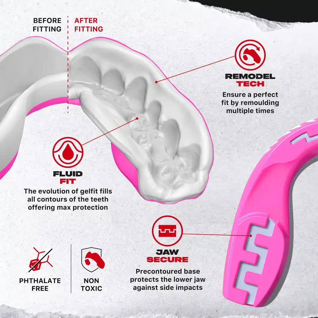 מגן שיניים דגם צפע ורוד SAFEJAWZ Extro Series Pink Viper