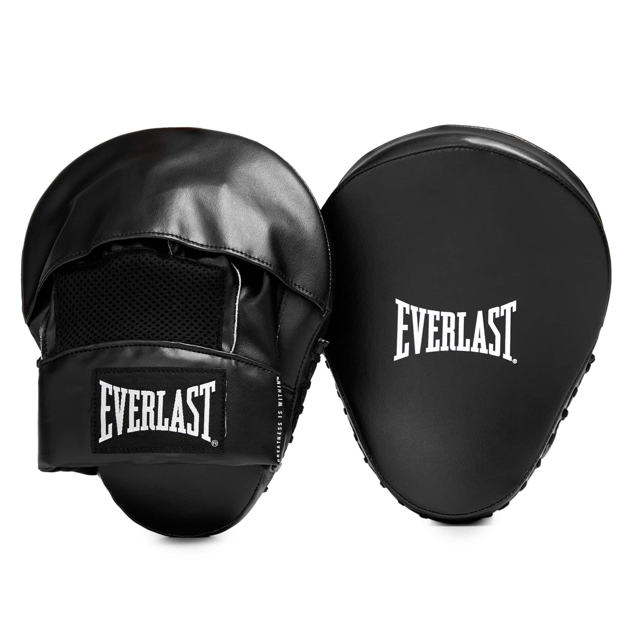 לפות פוקוס לאיגרוף Everlast Classic Focus Mitts שחורות עם משטח חבטה מעוקל ורשת אוורור